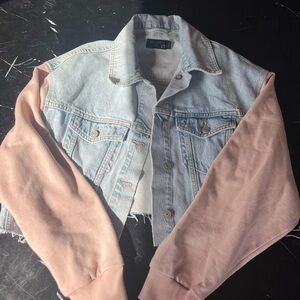 Women's all saints Denim and Pink Sleeve Jacket size small and xsmall